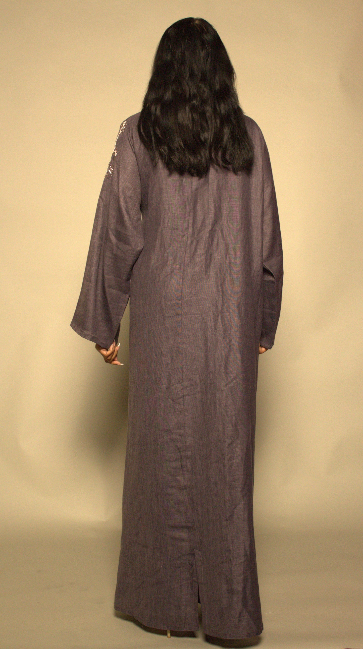 Linen Wrap Abaya - Purple
