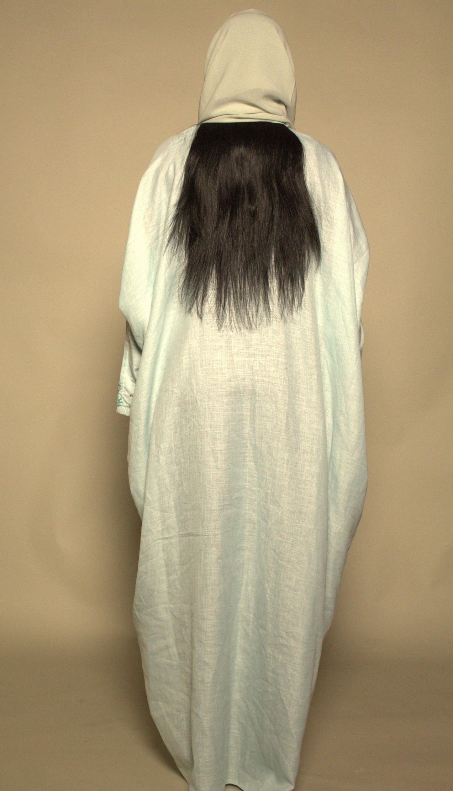Linen Bisht Abaya - Turquoise