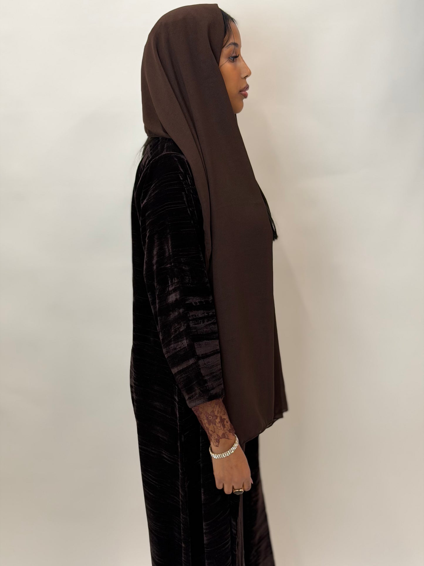 Chocolate Brown with Lace Abaya