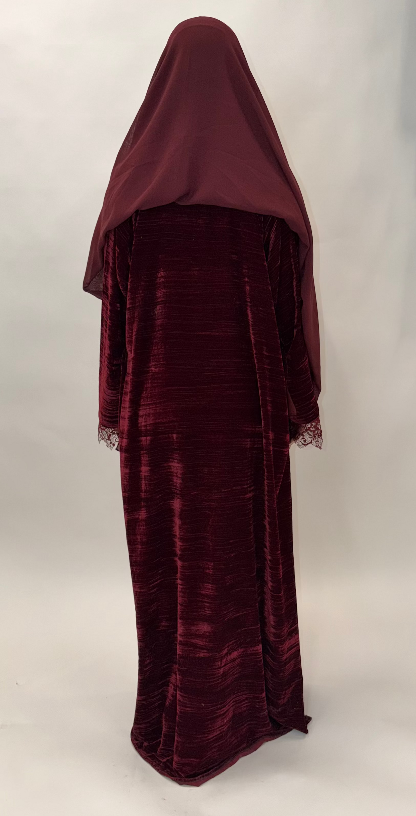 Dark Cherry with Lace Abaya